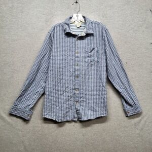 Carbon2cobalt Men Button Up Shirt M Blue Check Long Sleeve